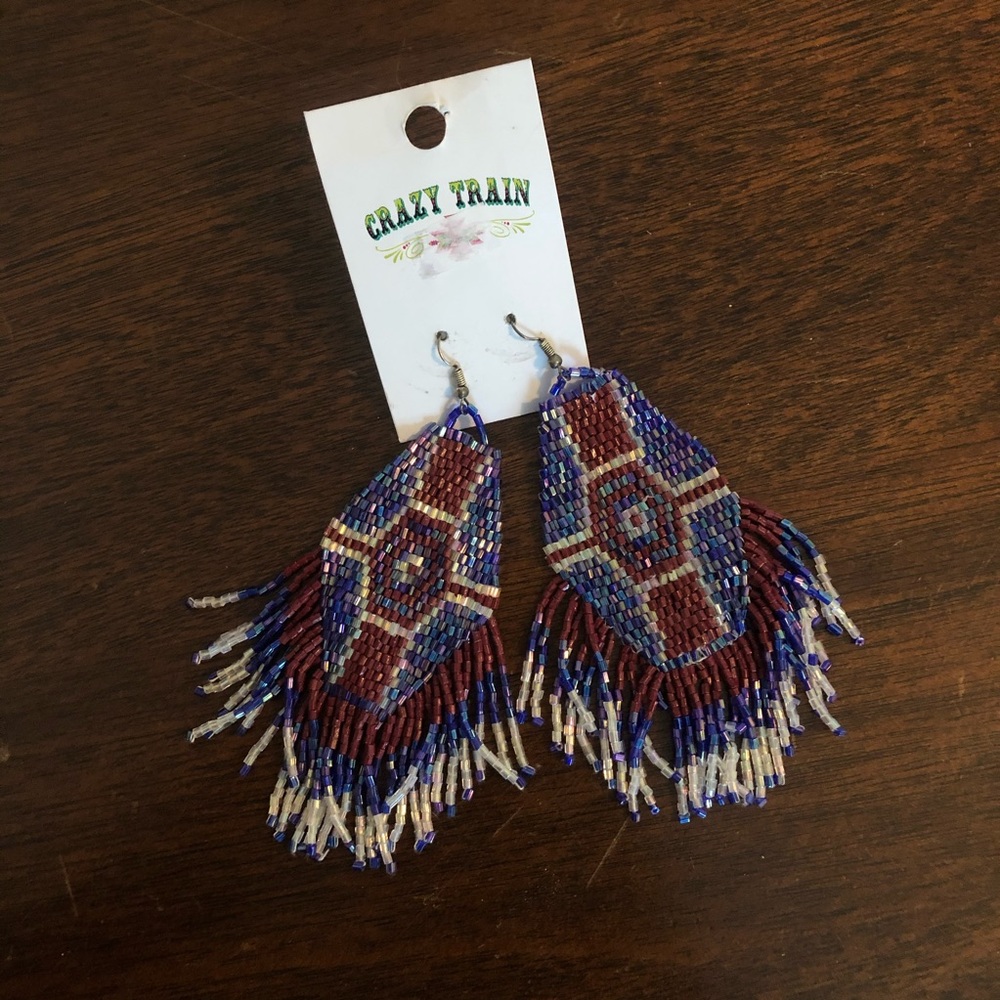 Crazy Train Beaded Western Boho Style Earring